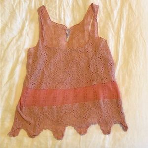 ❌SOLD❌ Free people flower lace scallop edge tank
